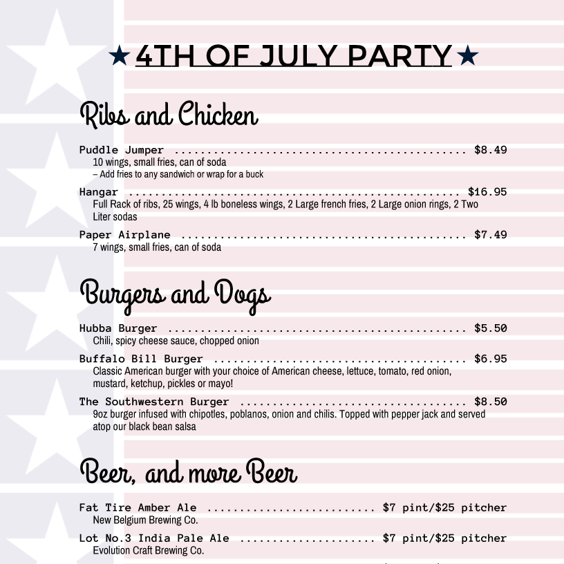 menu example
