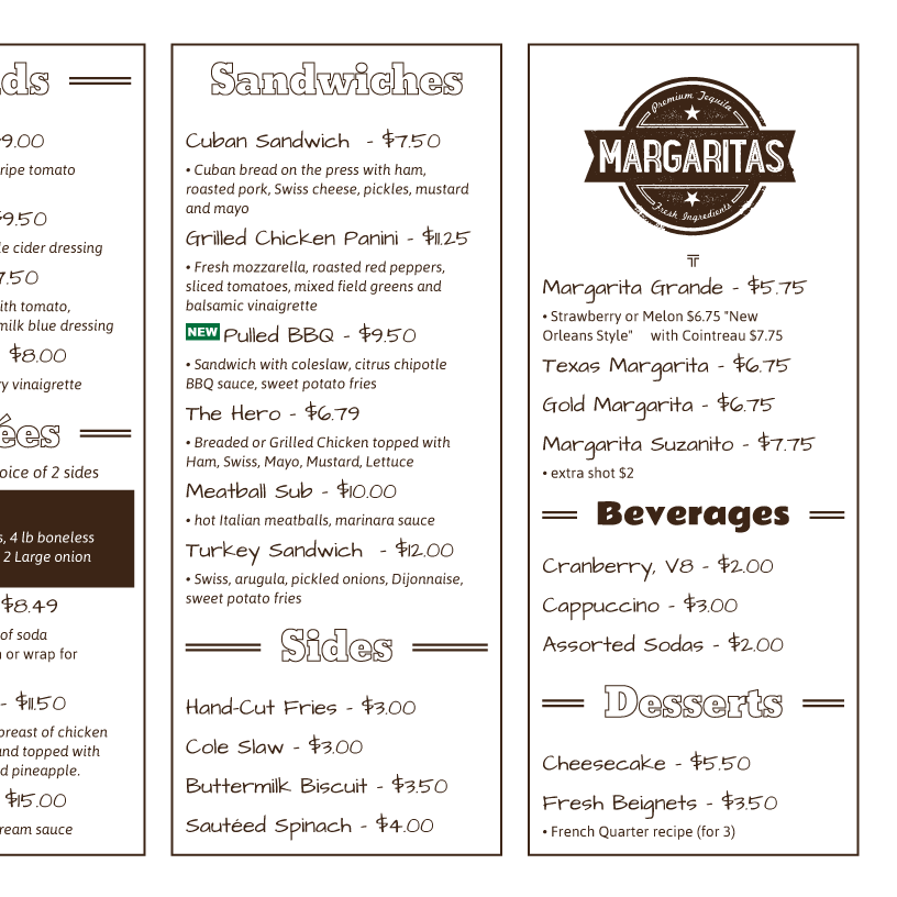 menu example