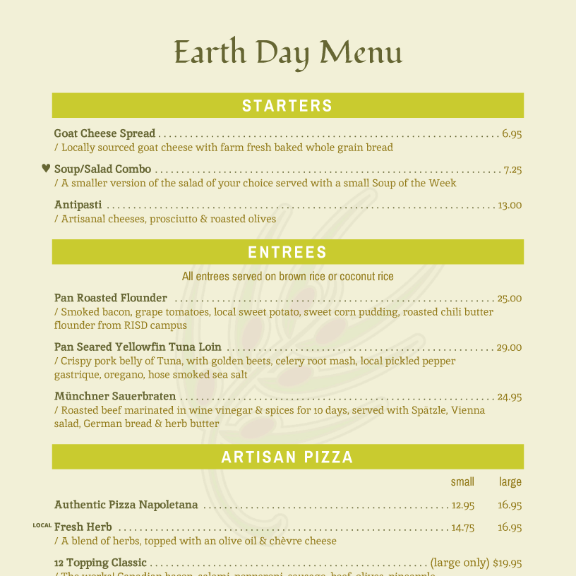 menu example