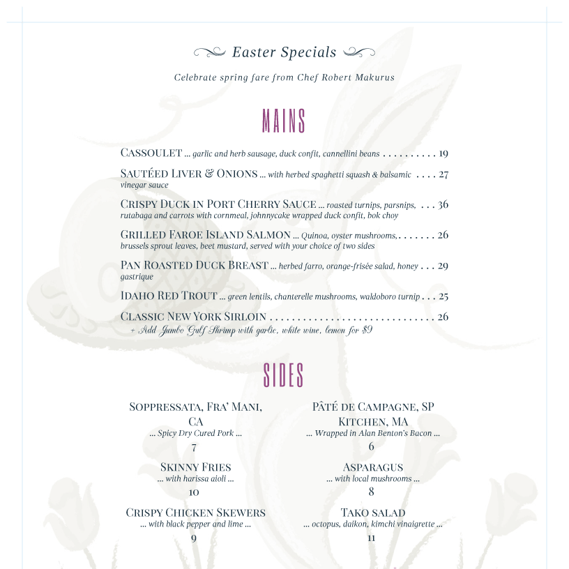 menu example