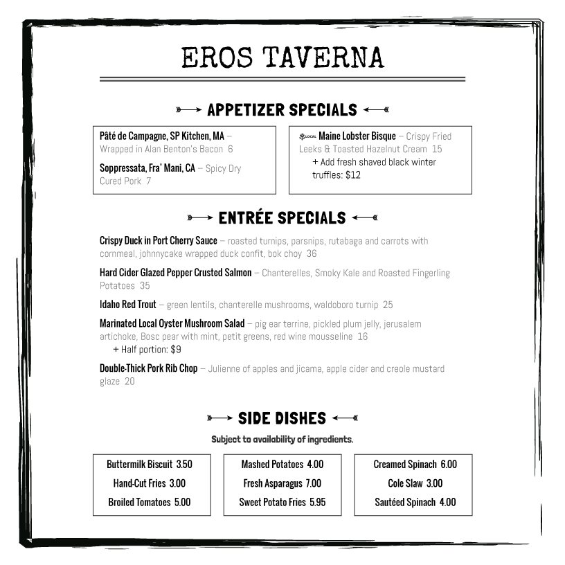 menu example