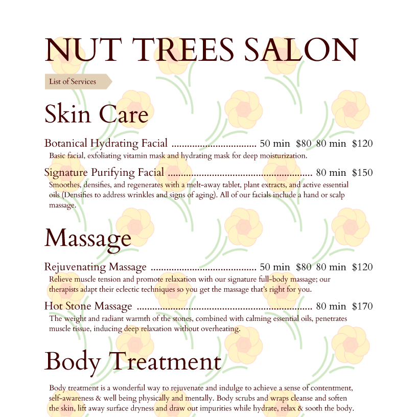 menu example