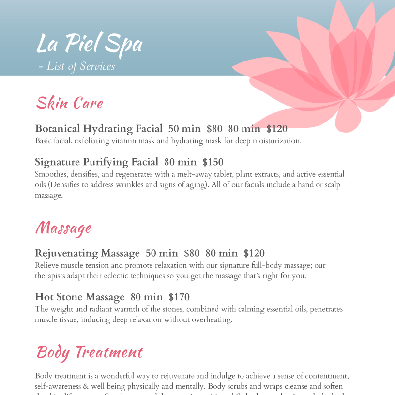 menu example