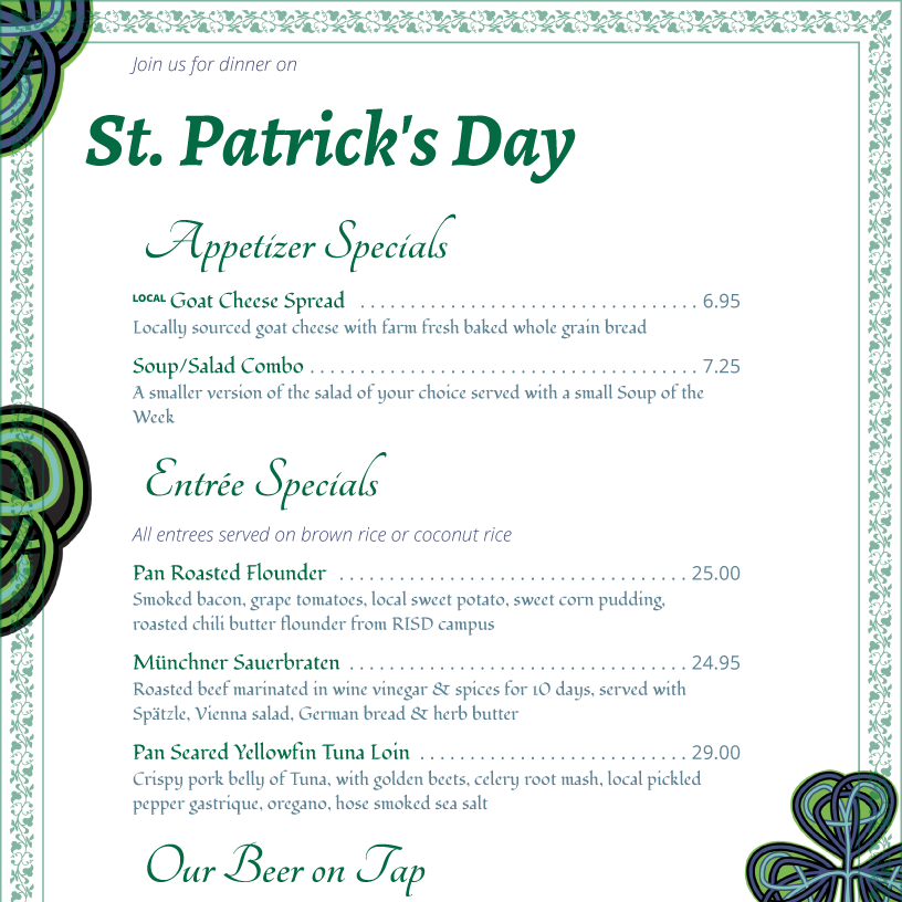 menu example