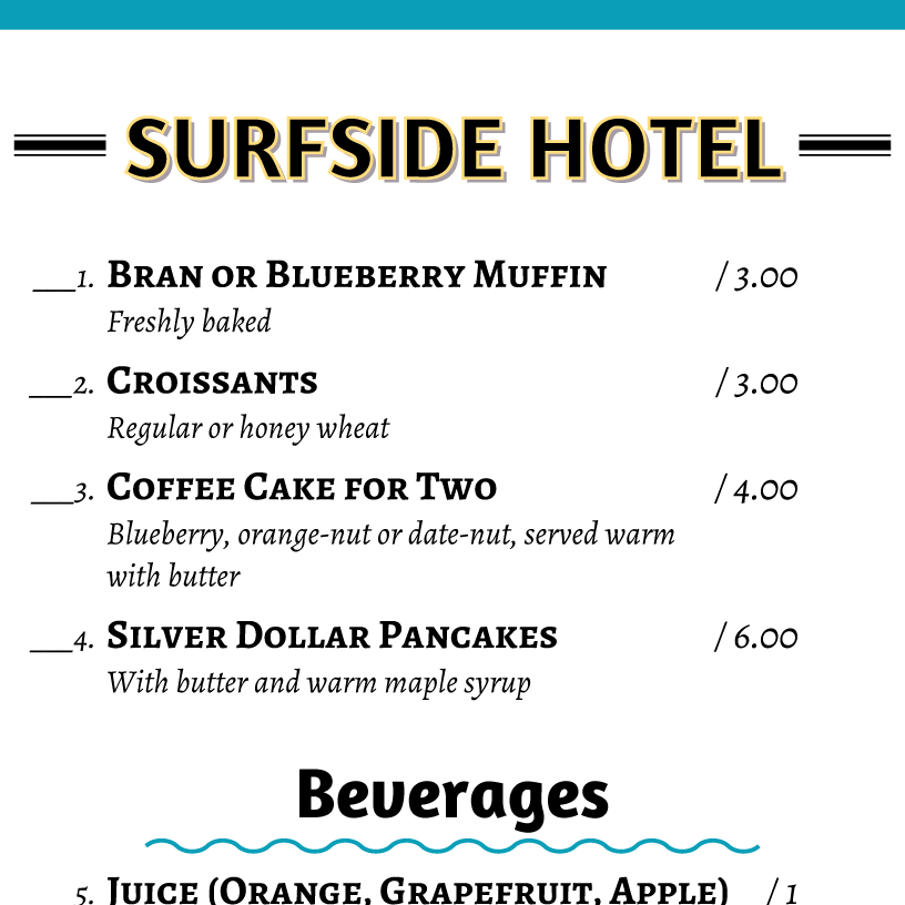 menu example