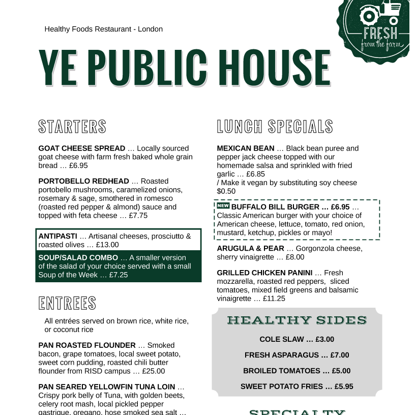 menu example